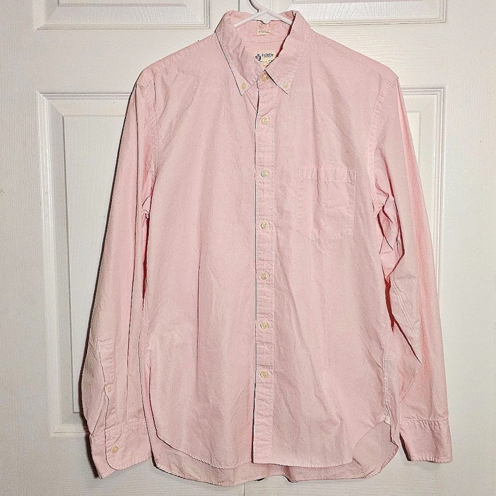 J. Crew Shirtings‎ Men's Button Down Shirt Pink Medium Checked Business Preppy